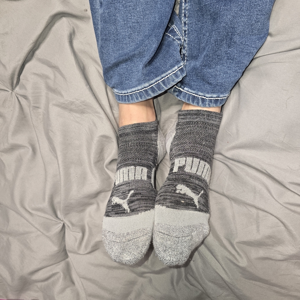 Puma Women's Black and Gray Athletic Socks